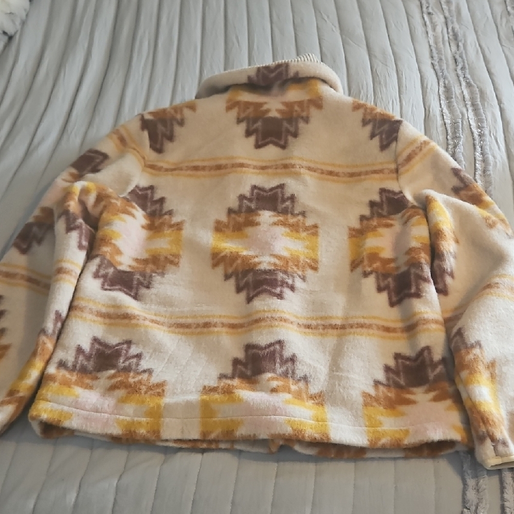 Faherty Cream and Yellow Patterned Teddy Jacket - Picture 2 of 6